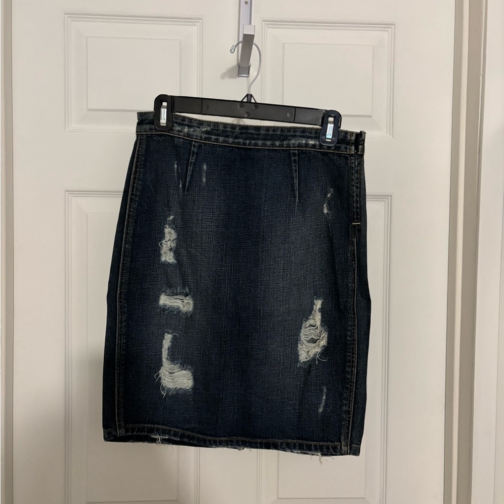 Lovers + Friends Dark Blue Denim Pencil Skirt